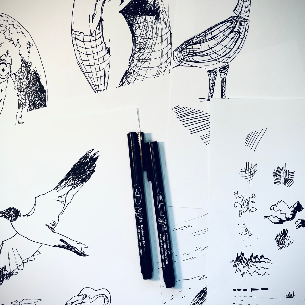 Art in August | Contour Line & Expressive Mark Making Using Pen & Ink
